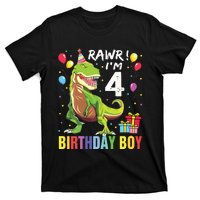 4 Year Old 4th Birthday Rex Dinosaur T-Shirt