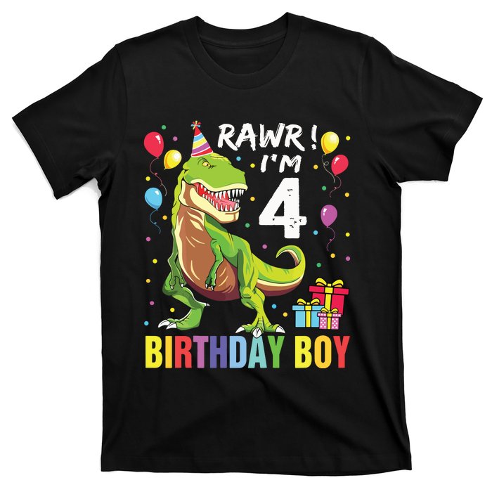 4 Year Old 4th Birthday Rex Dinosaur T-Shirt