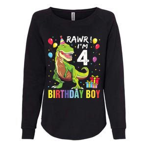 4 Year Old 4th Birthday Rex Dinosaur Womens California Wash Sweatshirt