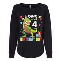 4 Year Old 4th Birthday Rex Dinosaur Womens California Wash Sweatshirt