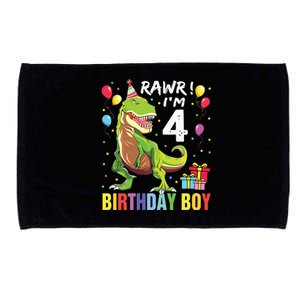 4 Year Old 4th Birthday Rex Dinosaur Microfiber Hand Towel