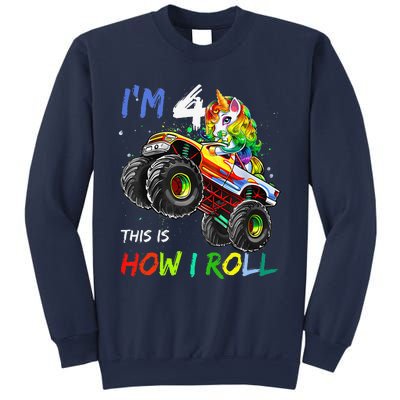 4 Years Old Unicorn Monster Truck 4th Birthday Gift For Sweatshirt