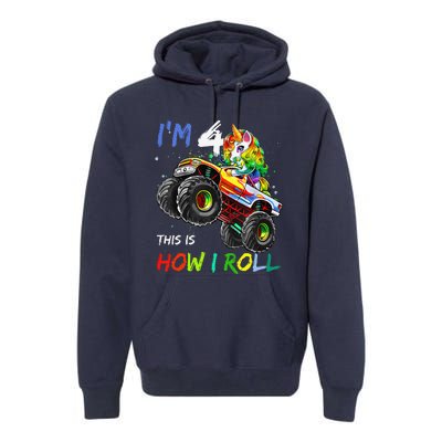 4 Years Old Unicorn Monster Truck 4th Birthday Gift For Premium Hoodie