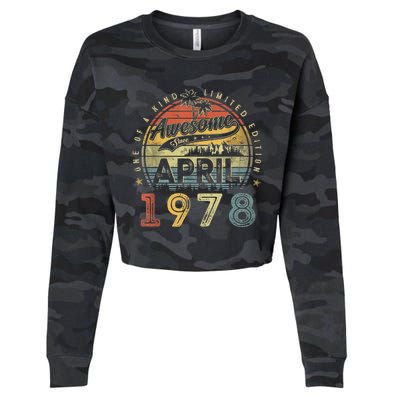 45 Year Old Awesome Since April 1978 45th Birthday Cropped Pullover Crew