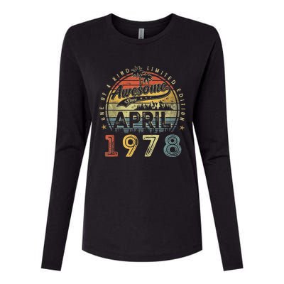 45 Year Old Awesome Since April 1978 45th Birthday Womens Cotton Relaxed Long Sleeve T-Shirt