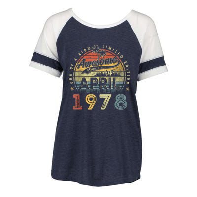 45 Year Old Awesome Since April 1978 45th Birthday Enza Ladies Jersey Colorblock Tee