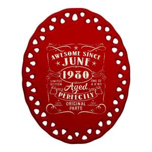 43 Year Old Awesome Since June 1980 43th Birthday Ceramic Oval Ornament