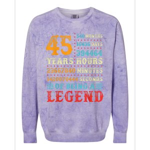 45 Years of Being a Legend, 45th Birthday Present Gift Colorblast Crewneck Sweatshirt