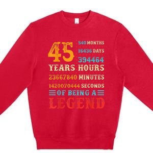 45 Years of Being a Legend, 45th Birthday Present Gift Premium Crewneck Sweatshirt