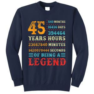 45 Years of Being a Legend, 45th Birthday Present Gift Tall Sweatshirt