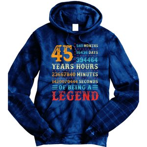 45 Years of Being a Legend, 45th Birthday Present Gift Tie Dye Hoodie