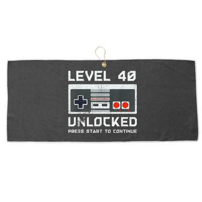 40 Year Old Forty Birthday Gift Level 40 Unlocked Gamer Large Microfiber Waffle Golf Towel