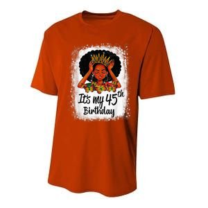 45 Years Old Black Melanin Wo Girl It's My 45th Birthday Performance Sprint T-Shirt