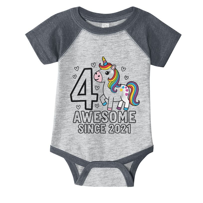 4 Year Old Unicorn Gifts For Girl 4th Birthday Party Gift Infant Baby Jersey Bodysuit