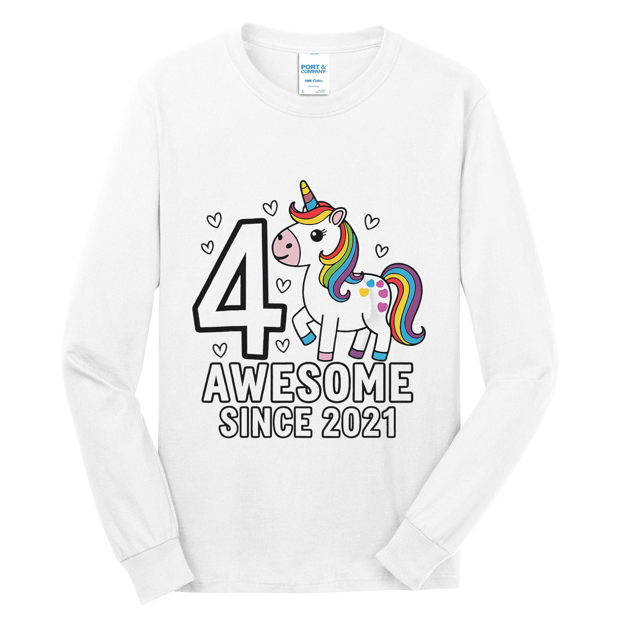 4 Year Old Unicorn Gifts For Girl 4th Birthday Party Gift Tall Long Sleeve T-Shirt