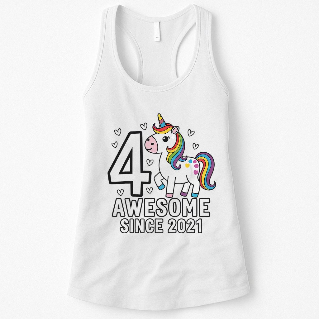 4 Year Old Unicorn Gifts For Girl 4th Birthday Party Gift Womens Tank Top