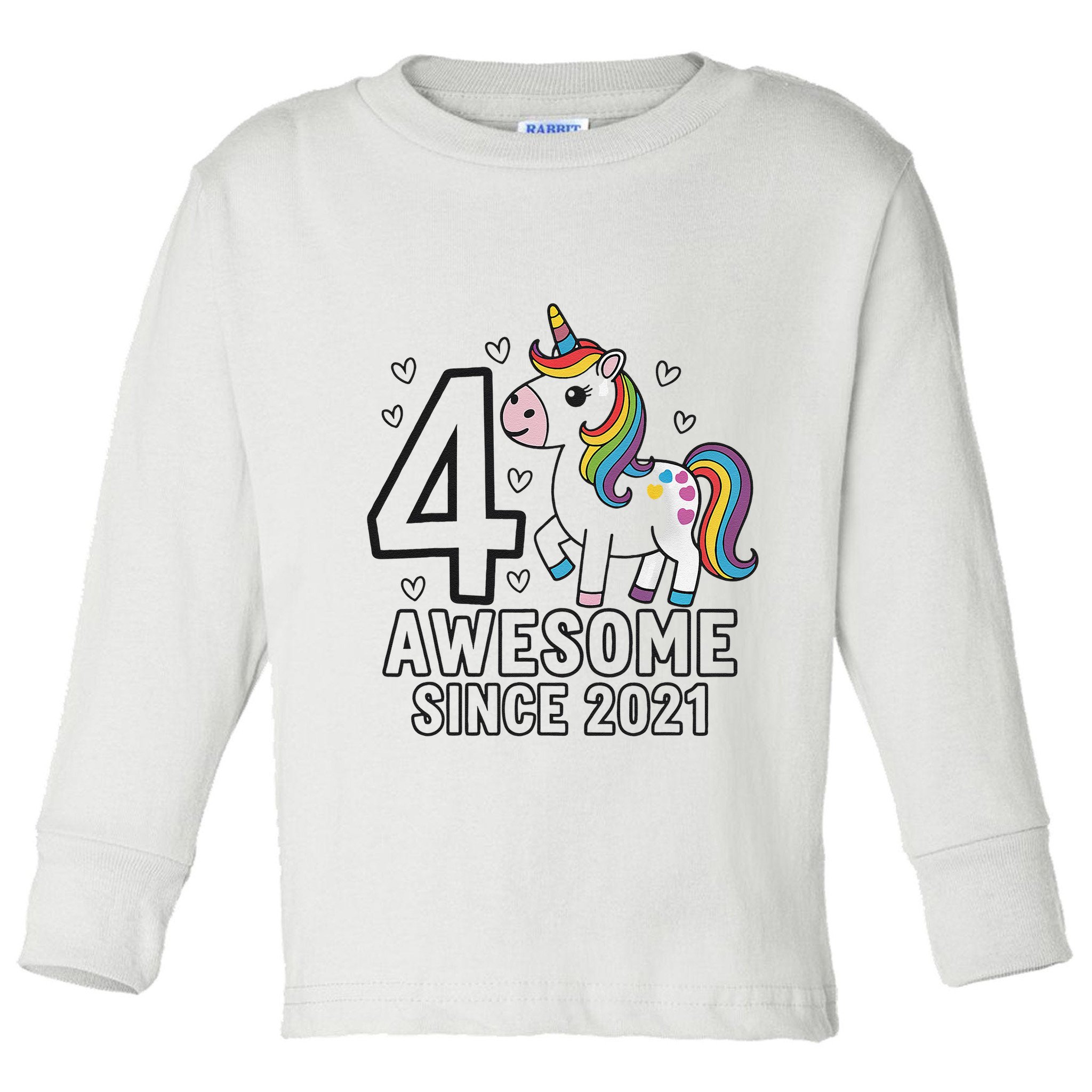 4 Year Old Unicorn Gifts For Girl 4th Birthday Party Gift Toddler Long Sleeve Shirt
