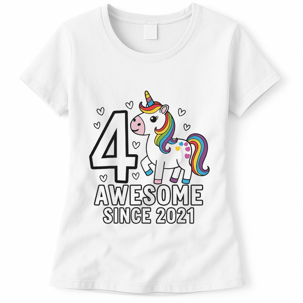 4 Year Old Unicorn Gifts For Girl 4th Birthday Party Gift Womens T-Shirt