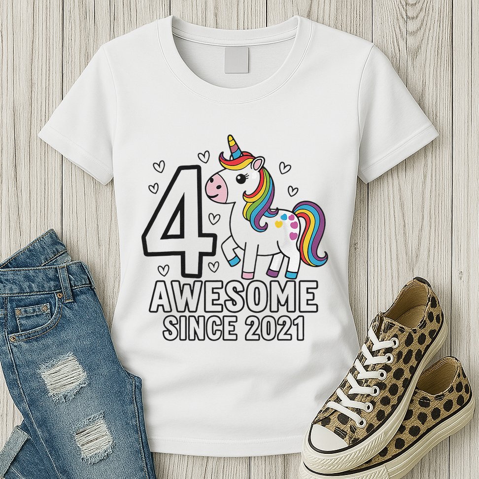 4 Year Old Unicorn Gifts For Girl 4th Birthday Party Gift Womens T-Shirt