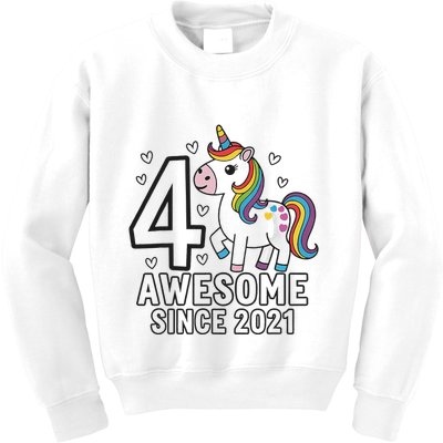 4 Year Old Unicorn Gifts For Girl 4th Birthday Party Gift Kids Sweatshirt