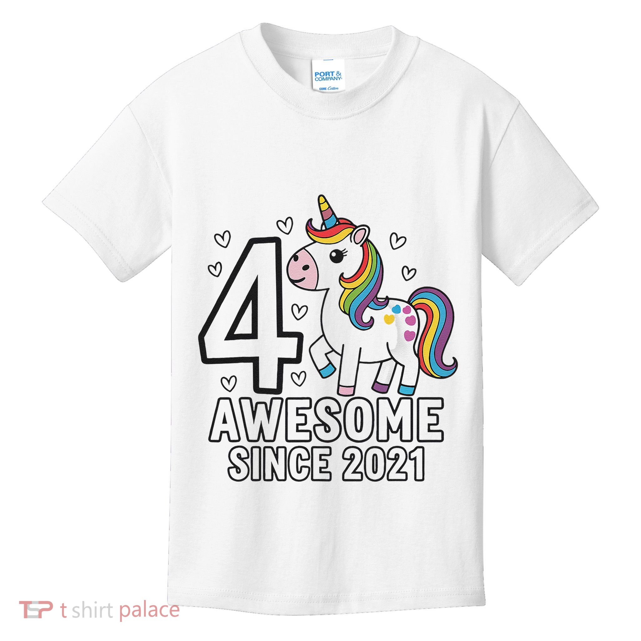 4 Year Old Unicorn Gifts For Girl 4th Birthday Party Gift Kids T-Shirt