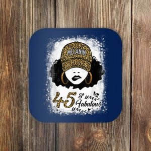 45 Years Old Fabulous Melanin Girl Leopard 45th Birthday Coaster