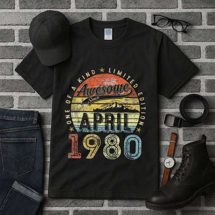 44 Year Old Vintage April 1980 44th Birthday Tall T-Shirt
