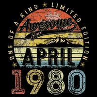 44 Year Old Vintage April 1980 44th Birthday Tall T-Shirt