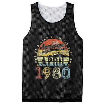 44 Year Old Vintage April 1980 44th Birthday Mesh Reversible Basketball Jersey Tank