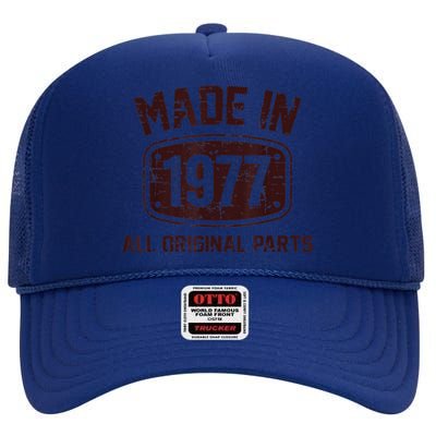 45 Years Old Made in 1977 All Original Parts 45th Birthday High Crown Mesh Back Trucker Hat