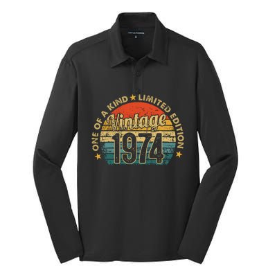 48 Years Old Vintage 1974 Limited Edition 48th Silk Touch Performance Long Sleeve Polo