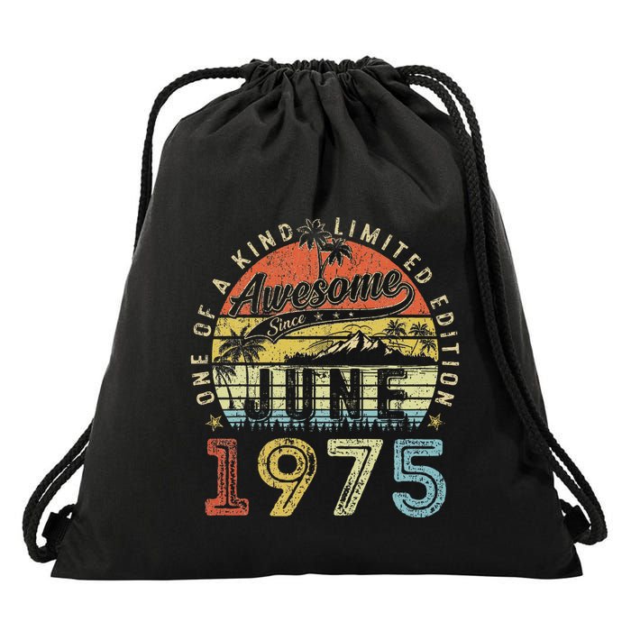 48 Year Old Awesome Since June 1975 48th Birthday Drawstring Bag