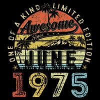48 Year Old Awesome Since June 1975 48th Birthday Drawstring Bag