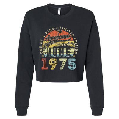 48 Year Old Awesome Since June 1975 48th Birthday Cropped Pullover Crew