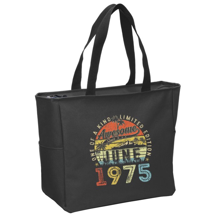 48 Year Old Awesome Since June 1975 48th Birthday Zip Tote Bag