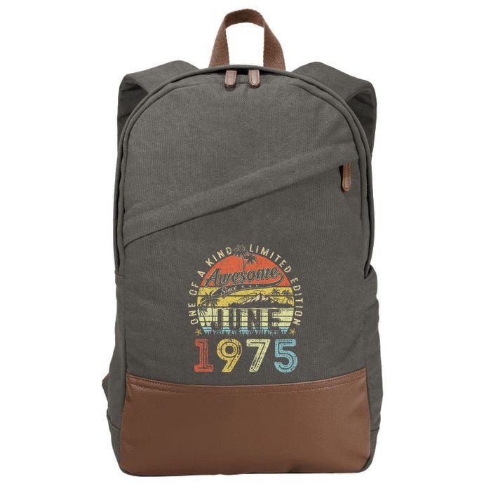 48 Year Old Awesome Since June 1975 48th Birthday Cotton Canvas Backpack