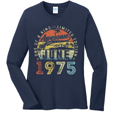 48 Year Old Awesome Since June 1975 48th Birthday Ladies Long Sleeve Shirt