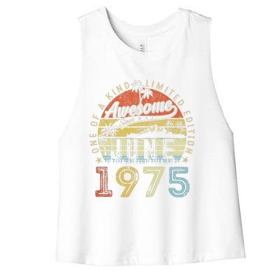 48 Year Old Awesome Since June 1975 48th Birthday Women's Racerback Cropped Tank