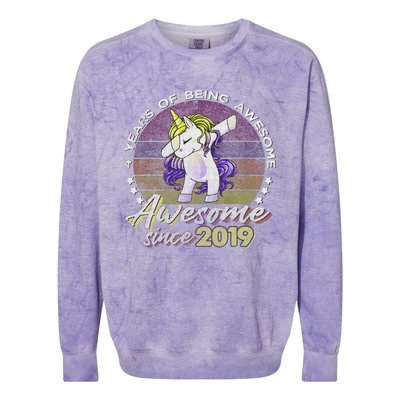 4 Years Old Dabbing Unicorn Gifts 4th Birthday Party Colorblast Crewneck Sweatshirt