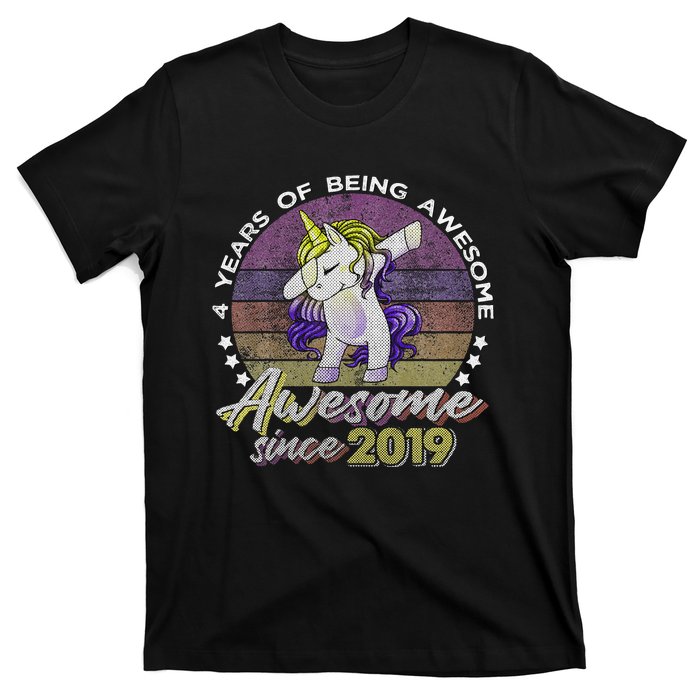 4 Years Old Dabbing Unicorn Gifts 4th Birthday Party T-Shirt