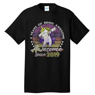 4 Years Old Dabbing Unicorn Gifts 4th Birthday Party Tall T-Shirt