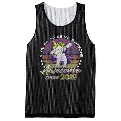 4 Years Old Dabbing Unicorn Gifts 4th Birthday Party Mesh Reversible Basketball Jersey Tank