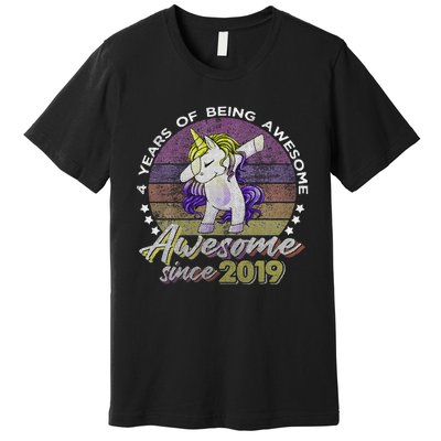 4 Years Old Dabbing Unicorn Gifts 4th Birthday Party Premium T-Shirt