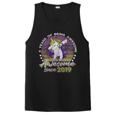 4 Years Old Dabbing Unicorn Gifts 4th Birthday Party PosiCharge Competitor Tank