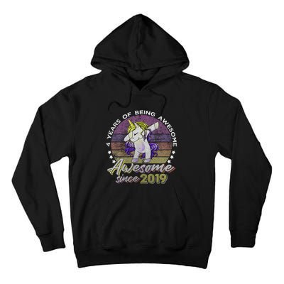 4 Years Old Dabbing Unicorn Gifts 4th Birthday Party Tall Hoodie