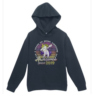 4 Years Old Dabbing Unicorn Gifts 4th Birthday Party Urban Pullover Hoodie