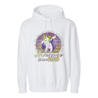 4 Years Old Dabbing Unicorn Gifts 4th Birthday Party Garment-Dyed Fleece Hoodie