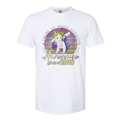 4 Years Old Dabbing Unicorn Gifts 4th Birthday Party Softstyle CVC T-Shirt