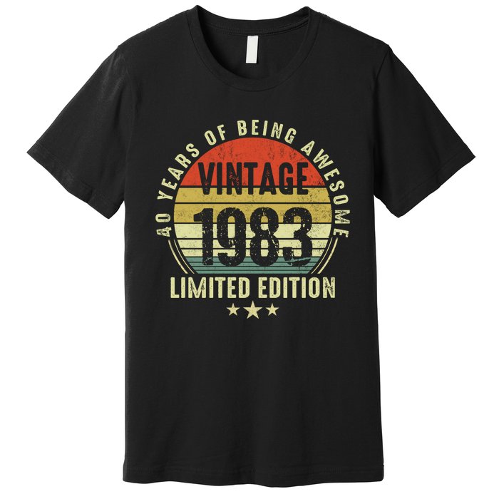 40 Year Old Vintage 1983 Limited Edition 40th Birthday Gift Ideas Premium T-Shirt