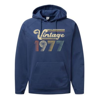 45 Years Old - Vintage Best Of 1977 45th Birthday Present Gifts Performance Fleece Hoodie